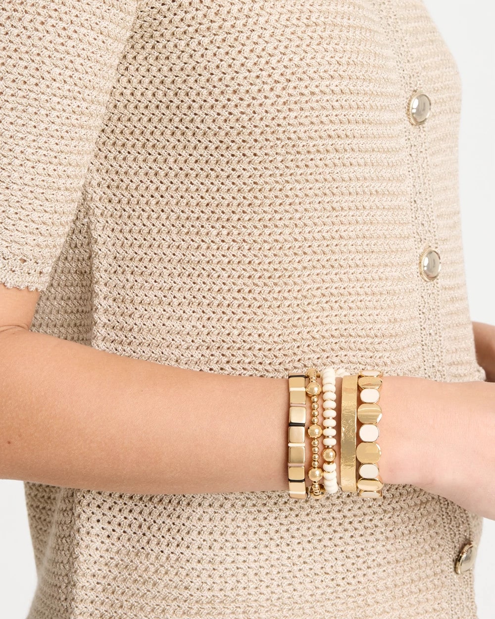 Chico's Glam Neutral Slice Stretch Bracelet