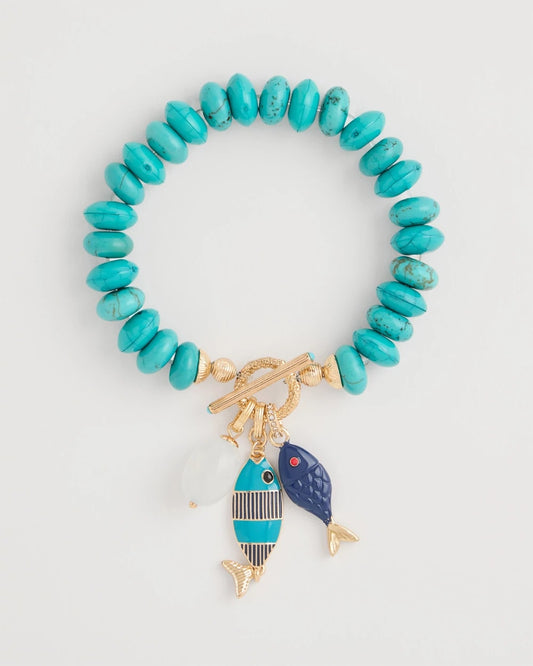 Chico's Turquoise Stone Toggle Charm Bracelet