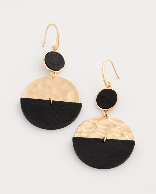 Chico's Wood Rounded Drop Earrings