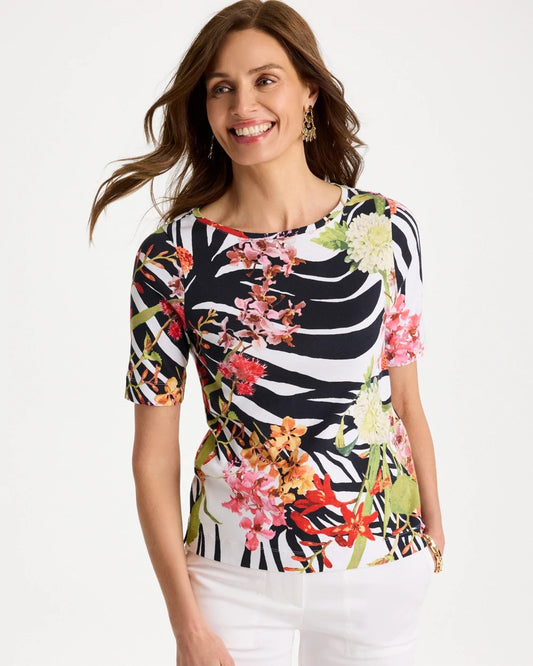 Chico's Pima Cotton Elbow-Sleeve Tee
