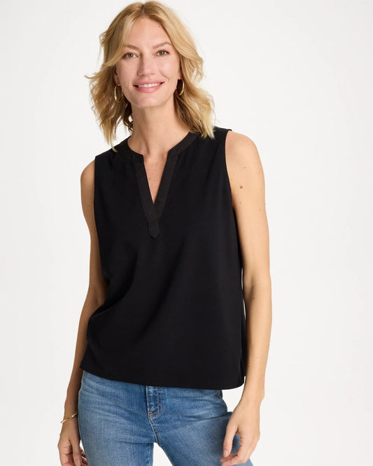 Chico's Cotton-Stretch Notch Neck Tank