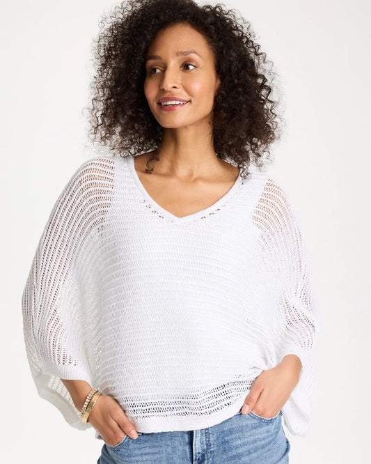 Chico's V-Neck Metallic Knit Poncho