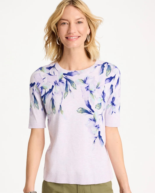 Chico's Ella Short-Sleeve Orchid Sweater