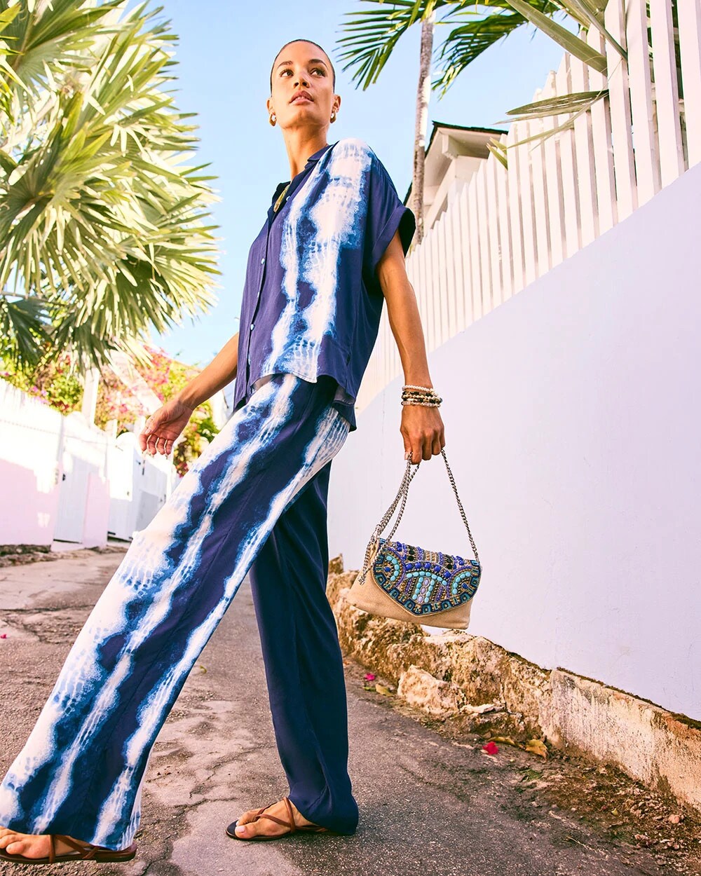 Chico's Faux Silk Tie-Dye Palazzo Pants