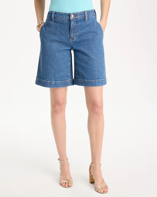 Chico's Striped Denim Trouser Shorts