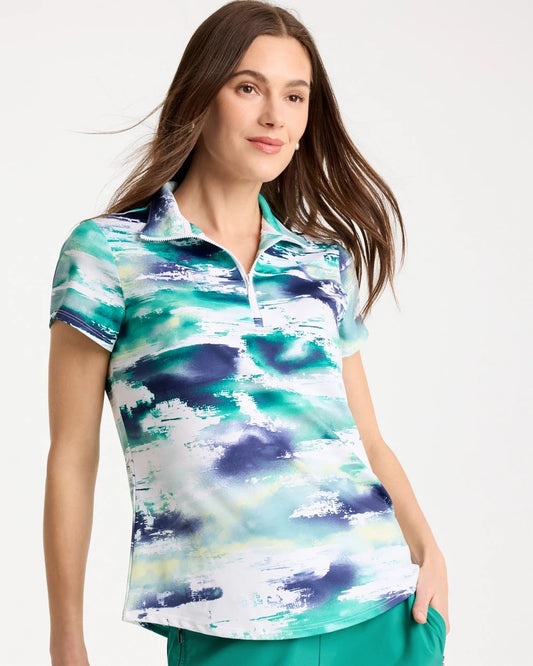 Chico's Zenergy® UPF Watercolor Half Zip Polo