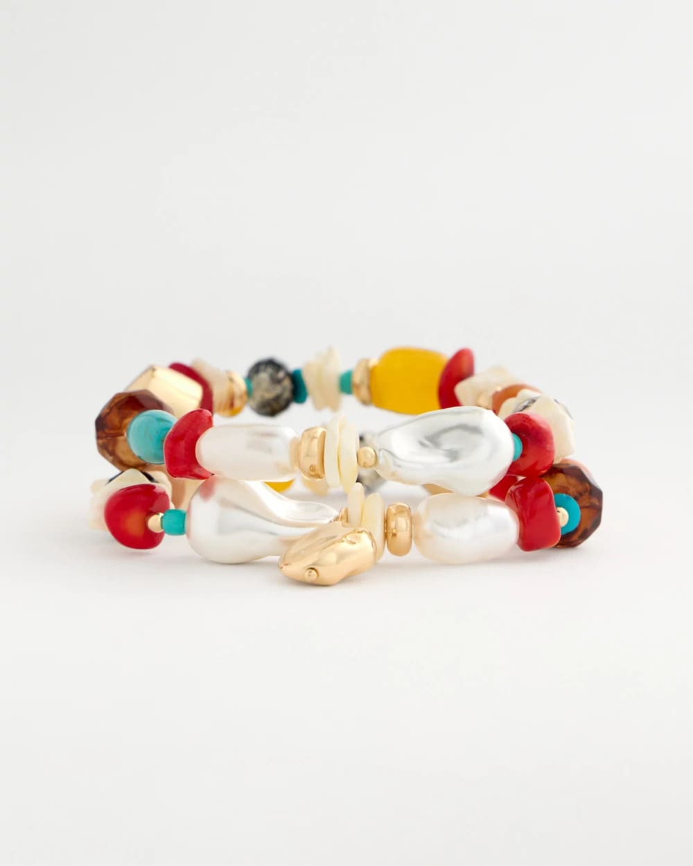 Chico's Set of Two Pearl Beaded Stretch Bracelets