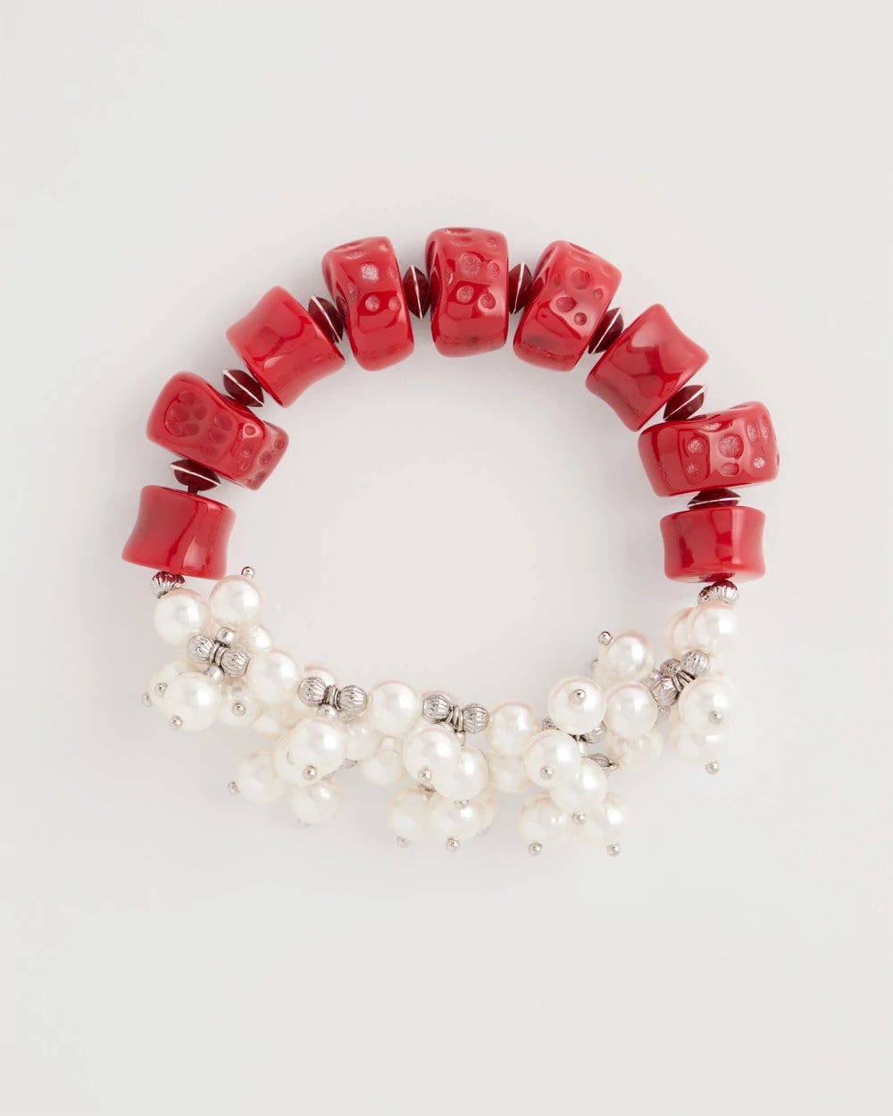 Chico's Red Resin Pearlescent Stretch Bracelet