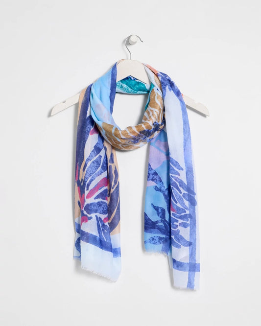 Chico's Coral Motif Oblong Scarf
