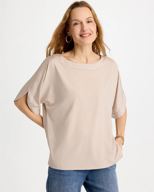 Chico's Jersey & Satin Dolman Tee