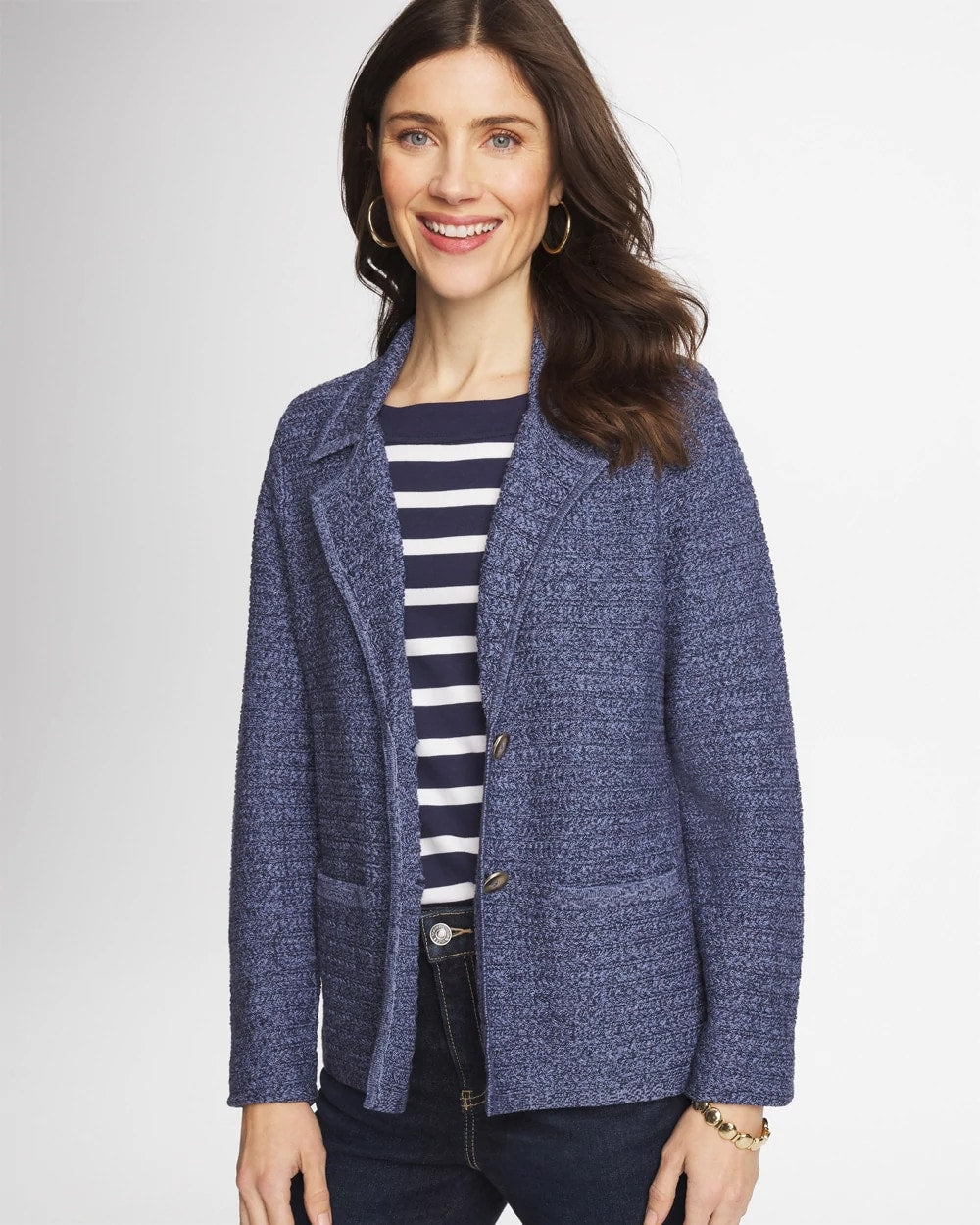 Chico's Denim Inspired Textured Cardigan