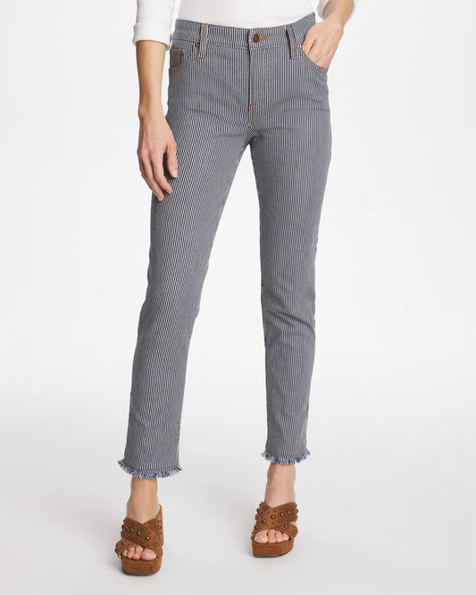 Chico's Pinnacle Stripe Girlfriend Ankle Jeans