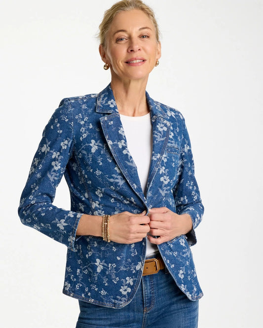 Chico's Jacquard Denim Blazer