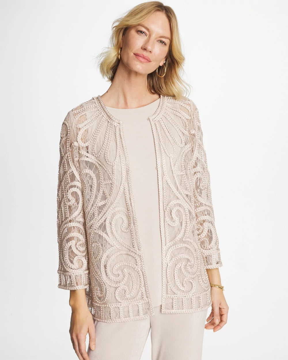 Chico's Travelers™ Short Embroidered Lace Jacket