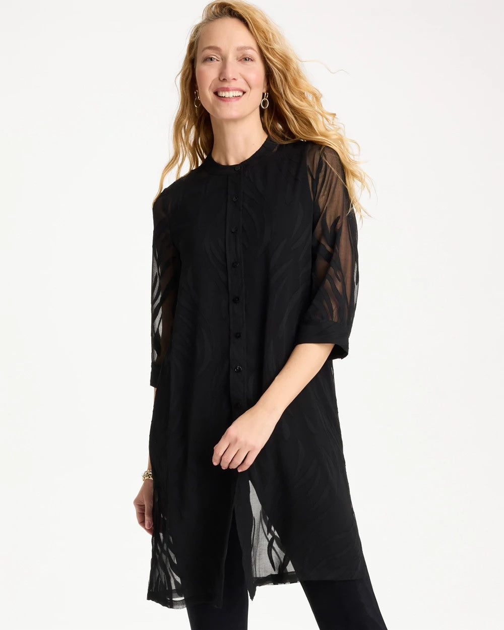 Chico's Travelers™ Collection Sheer Jacquard Topper