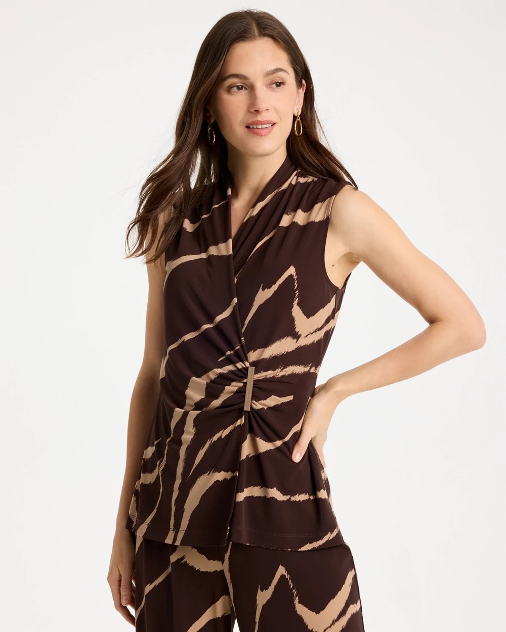 Chico's Travelers™ Zebra Knit Wrap Top