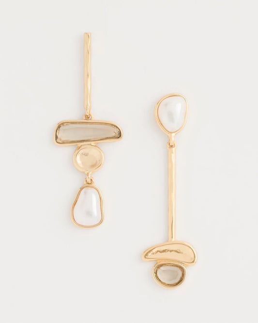Chico's Asymmetrical Pearlescent Linear Earrings