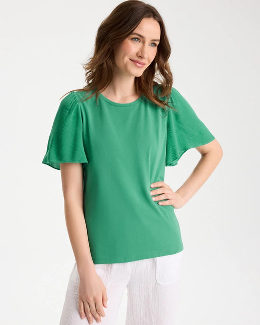 Chico's Gauze Sleeve Soft-Stretch Tee