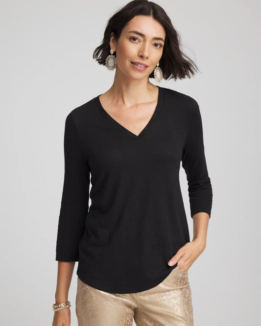 Chico's Slub 3/4 Sleeve Tee