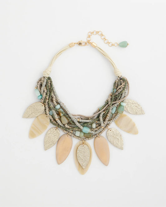 Chico's Multistrand Wood Petal Necklace