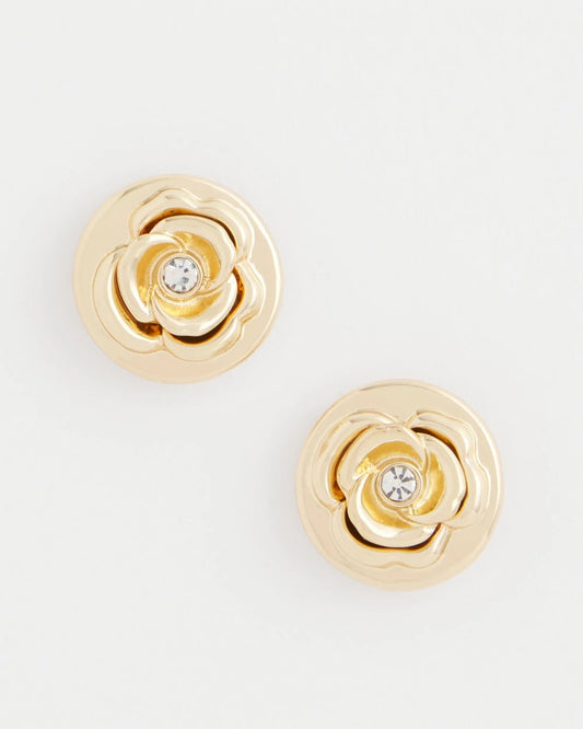 Chico's Lucky Coin Flower Stud Earrings