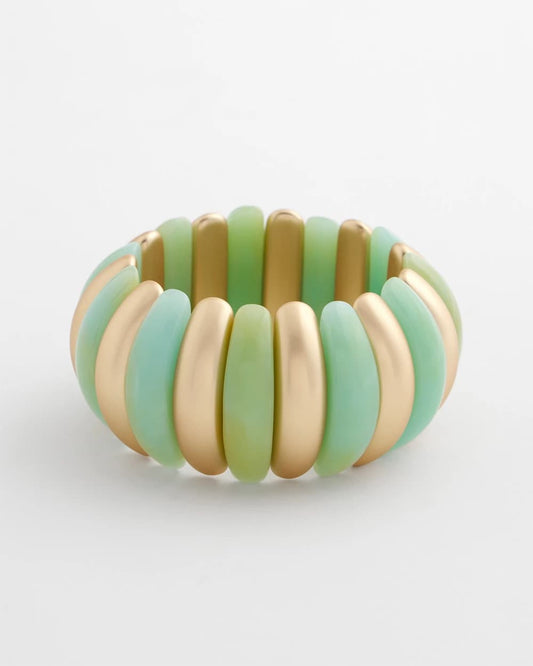 Chico's Aqua and Gold Stretch Bracelet